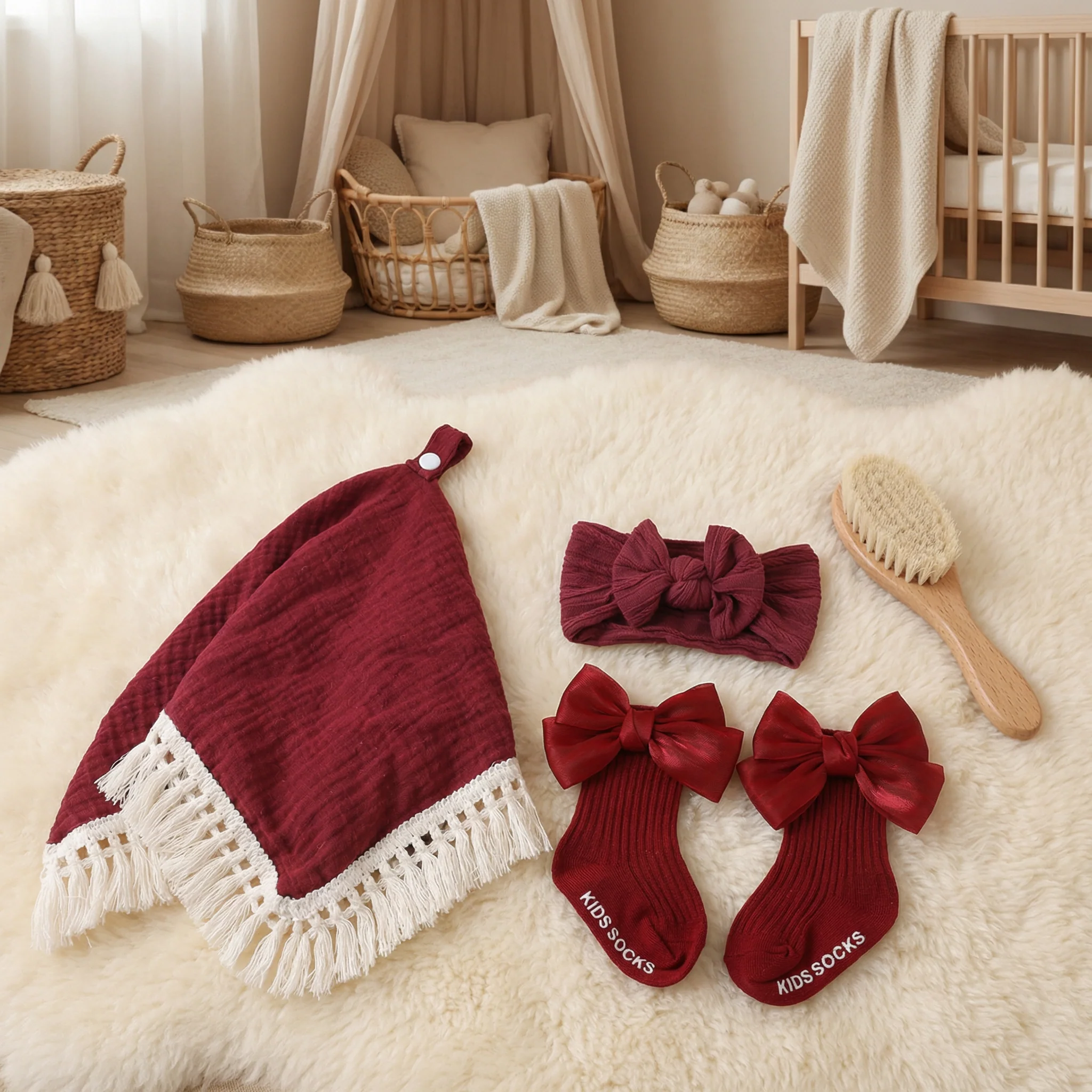 Baby Care Gift Box – Towel, Socks or Headband & Bath Brush for Newborns - Image 6