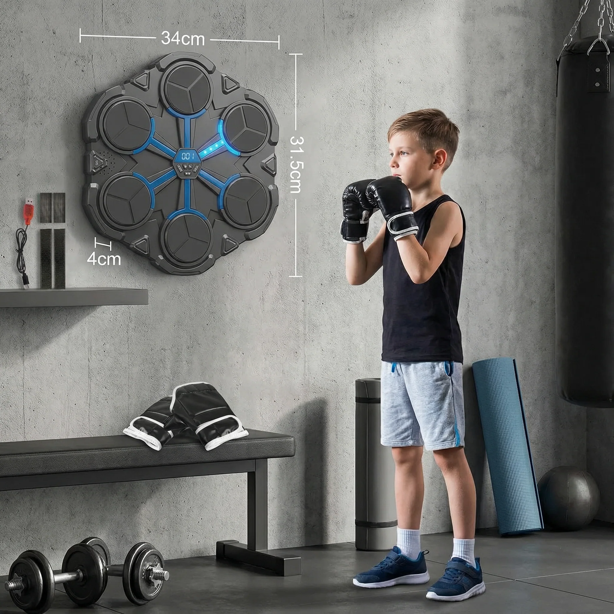 Bluetooth Music Boxing Trainer – Interactive Wall Punching Target with Lights & Sound - Image 5