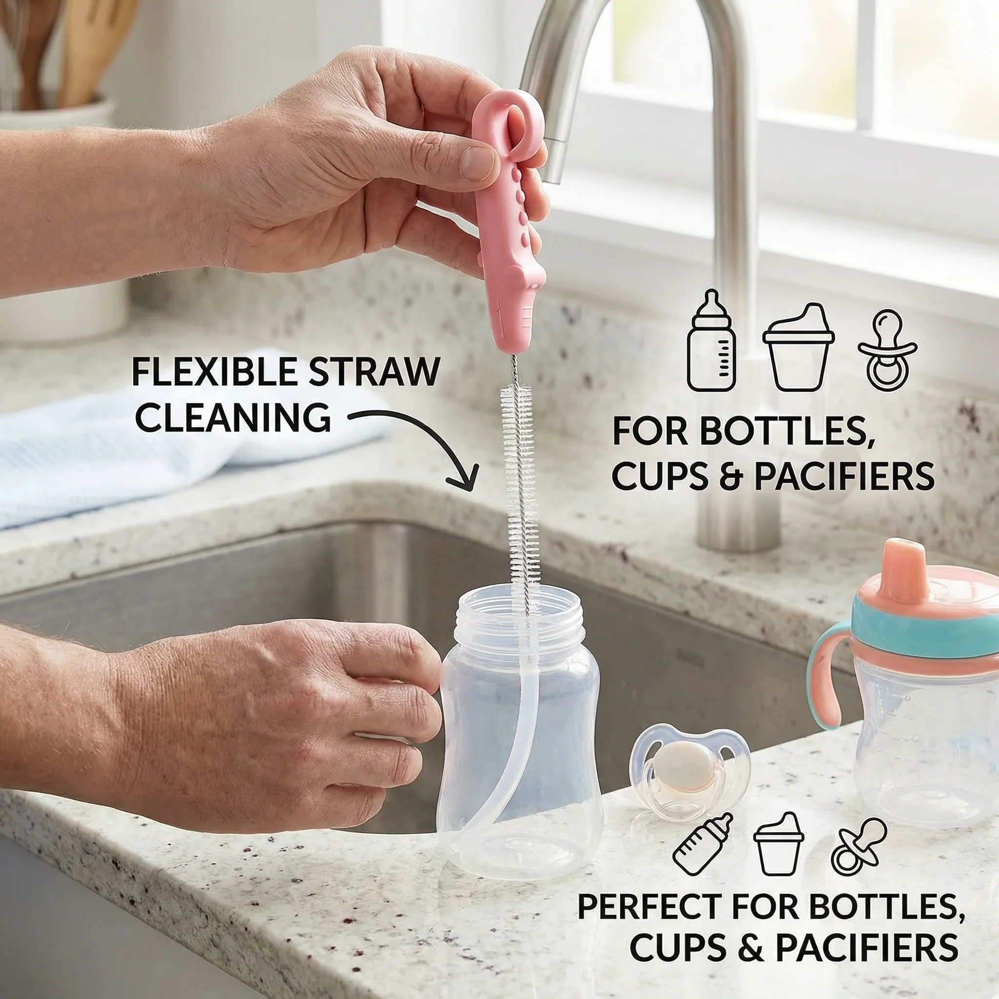 Flexible Straw Cleaning Brush – Long Tube Cleaner for Bottles, Pacifiers & Cups - Image 3