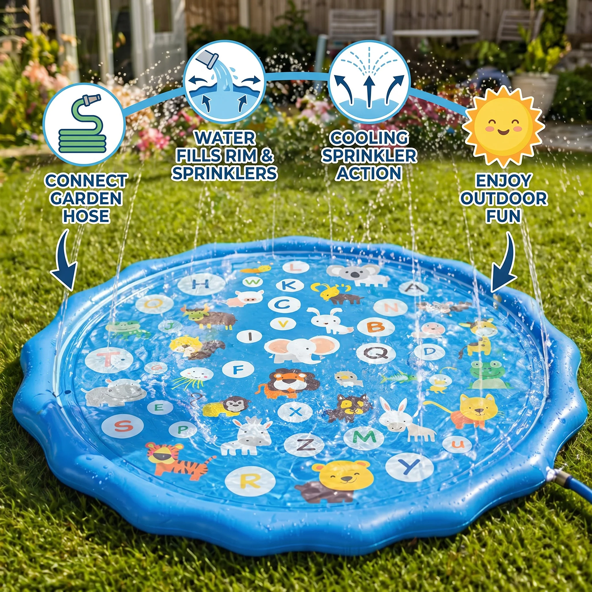 Inflatable Kids Splash Pad with Sprinkler – Outdoor Water Play Mat for Garden & Beach - Image 4