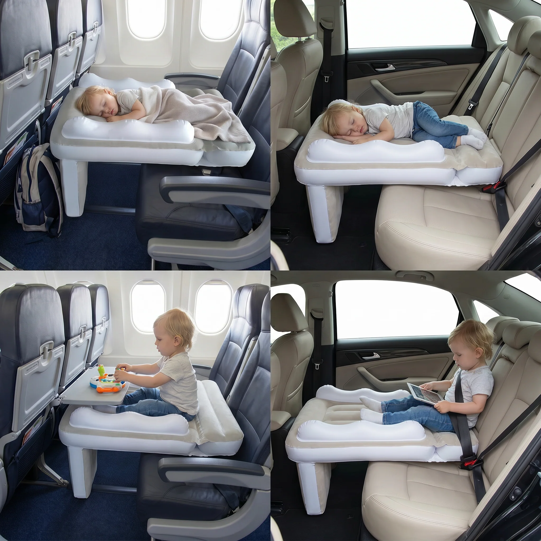 Inflatable Toddler Travel Bed with Seat Extender for Plane and Car - Image 4