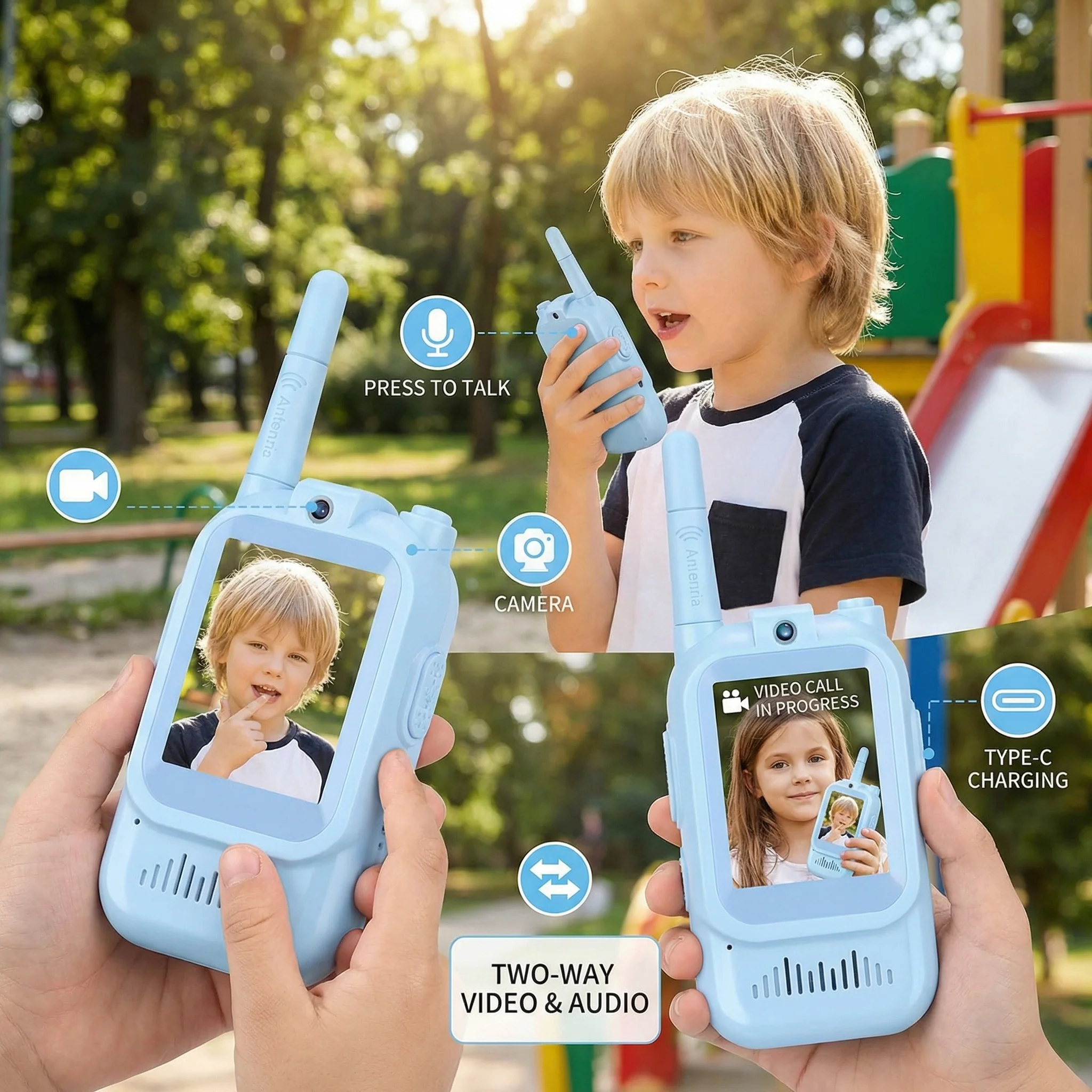 Kids Video Walkie Talkie Set (2-Pack) – Intercom with Camera & Screen - Image 3