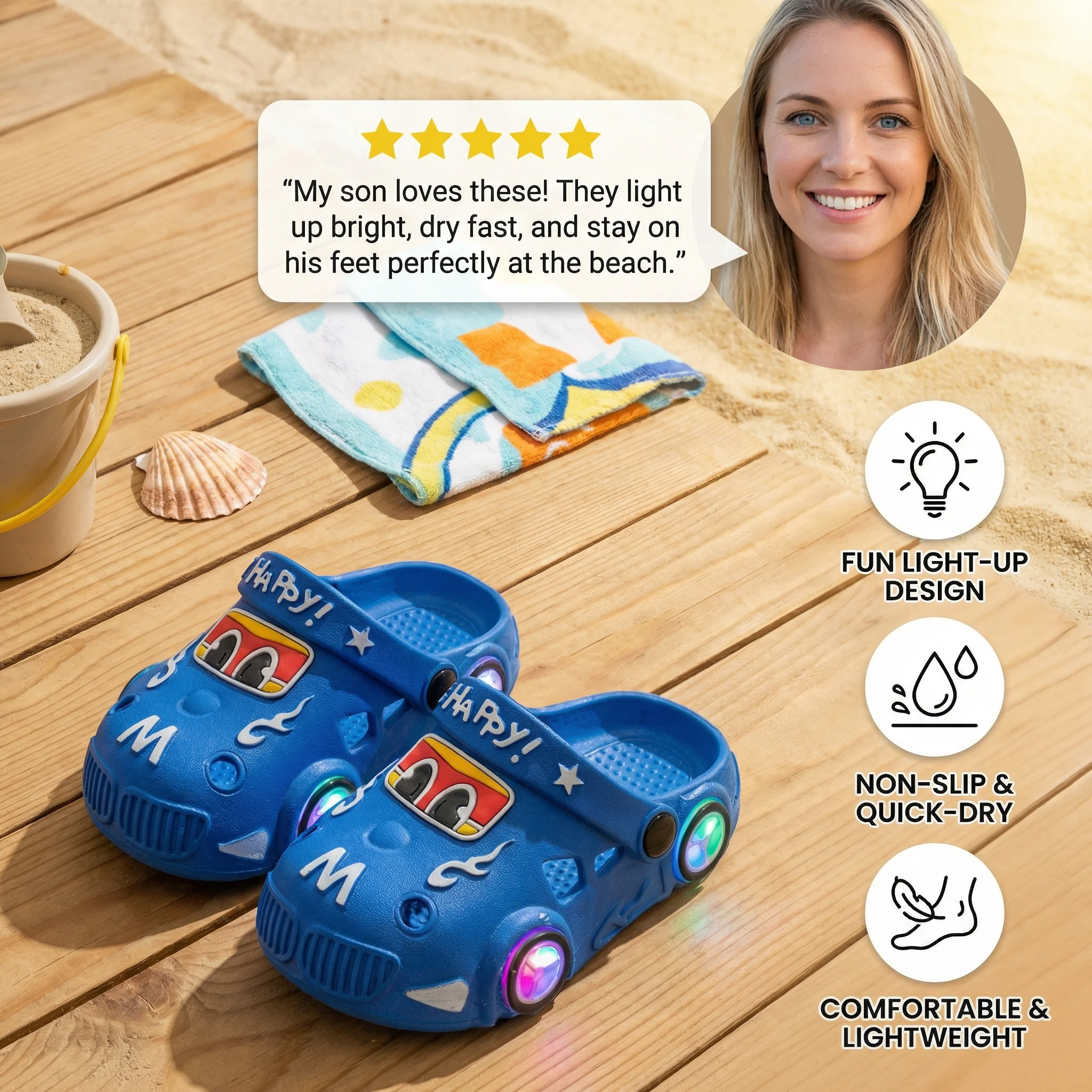 Light-Up Car Kids Slides – Non-Slip Bath Slippers - Image 3