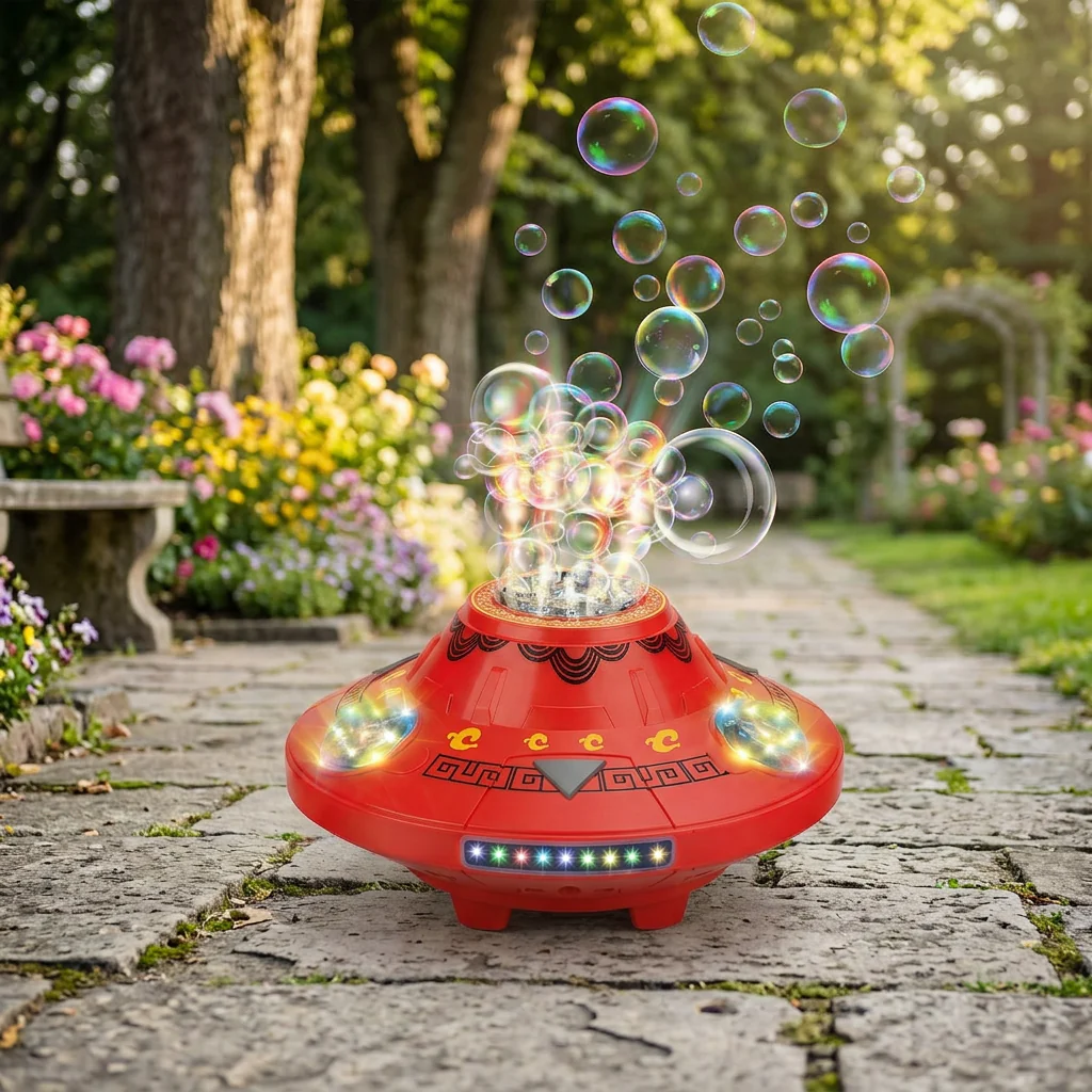 Light-Up UFO Bubble Machine for Kids – Rechargeable Spinning Bubble Blaster with LED Effects - Image 7