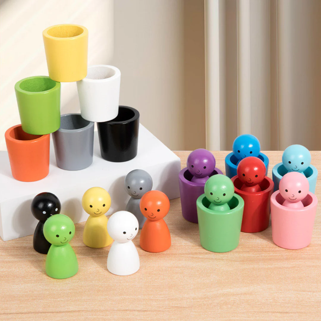 Montessori Wooden Colour Sorting Cup Game - Image 2