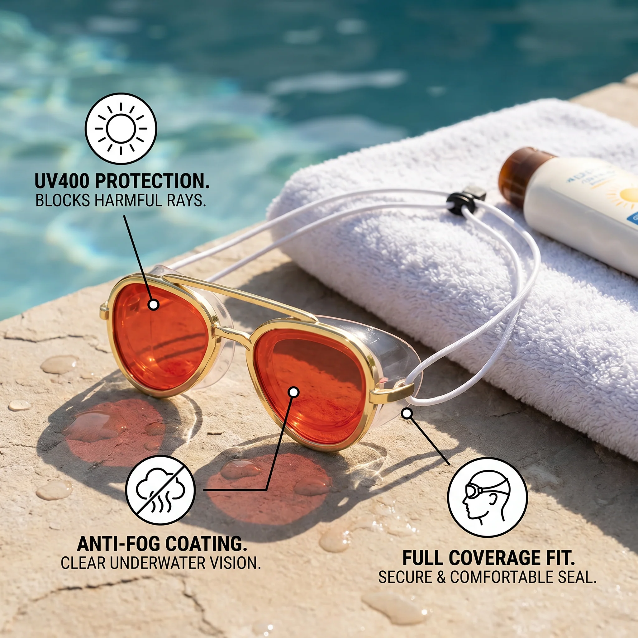 Pro Aviator Swim Goggles – UV400 Protection, Anti-Fog & Full Coverage Fit - Image 3