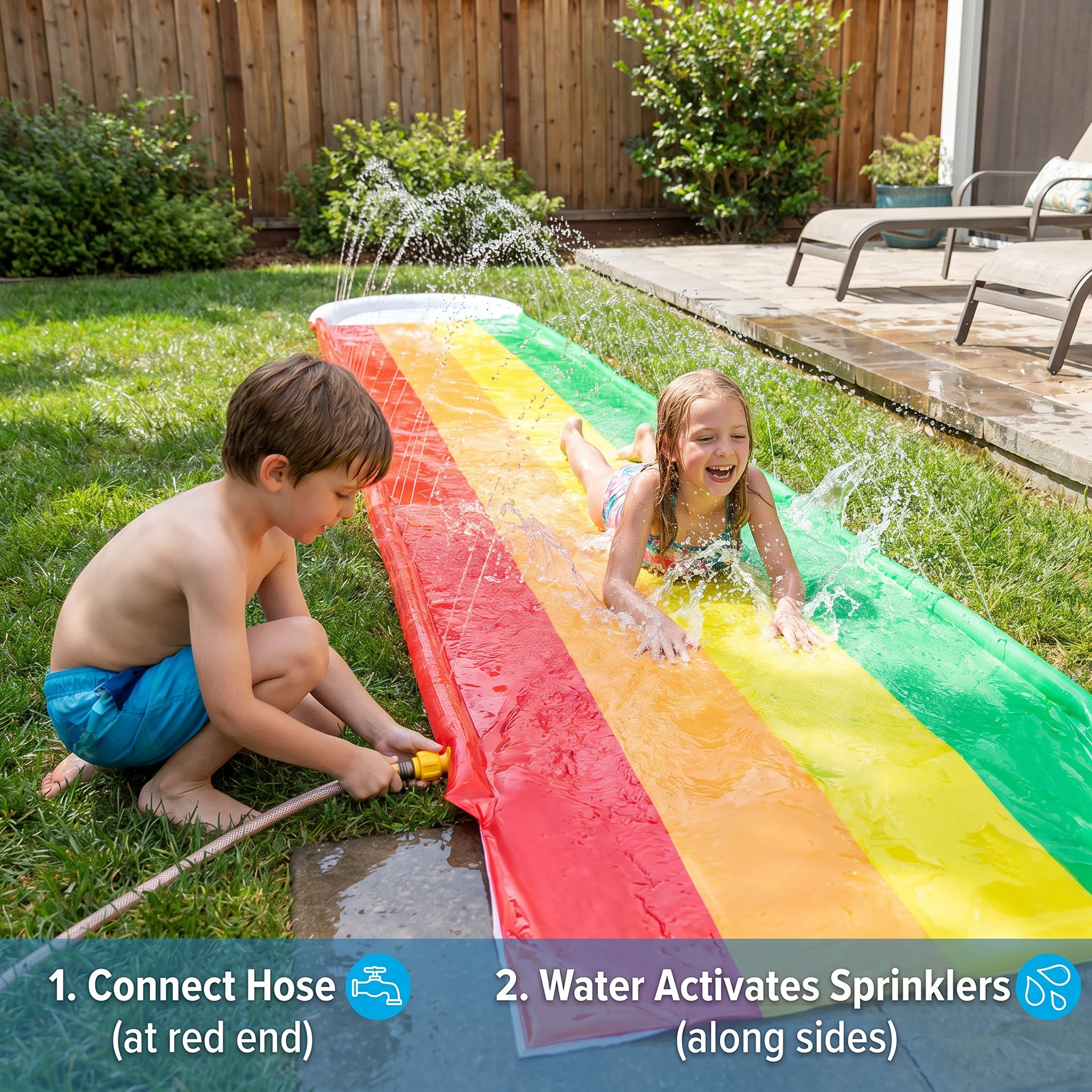 Rainbow Water Slide – Inflatable Outdoor Slide for Kids & Family - Image 3