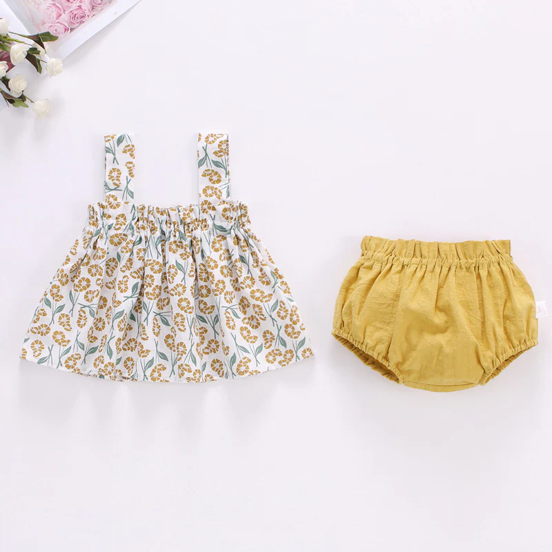 Summer 2-Piece Baby Girl Outfit – Plaid Strap Dress with Matching Bloomers - Image 8